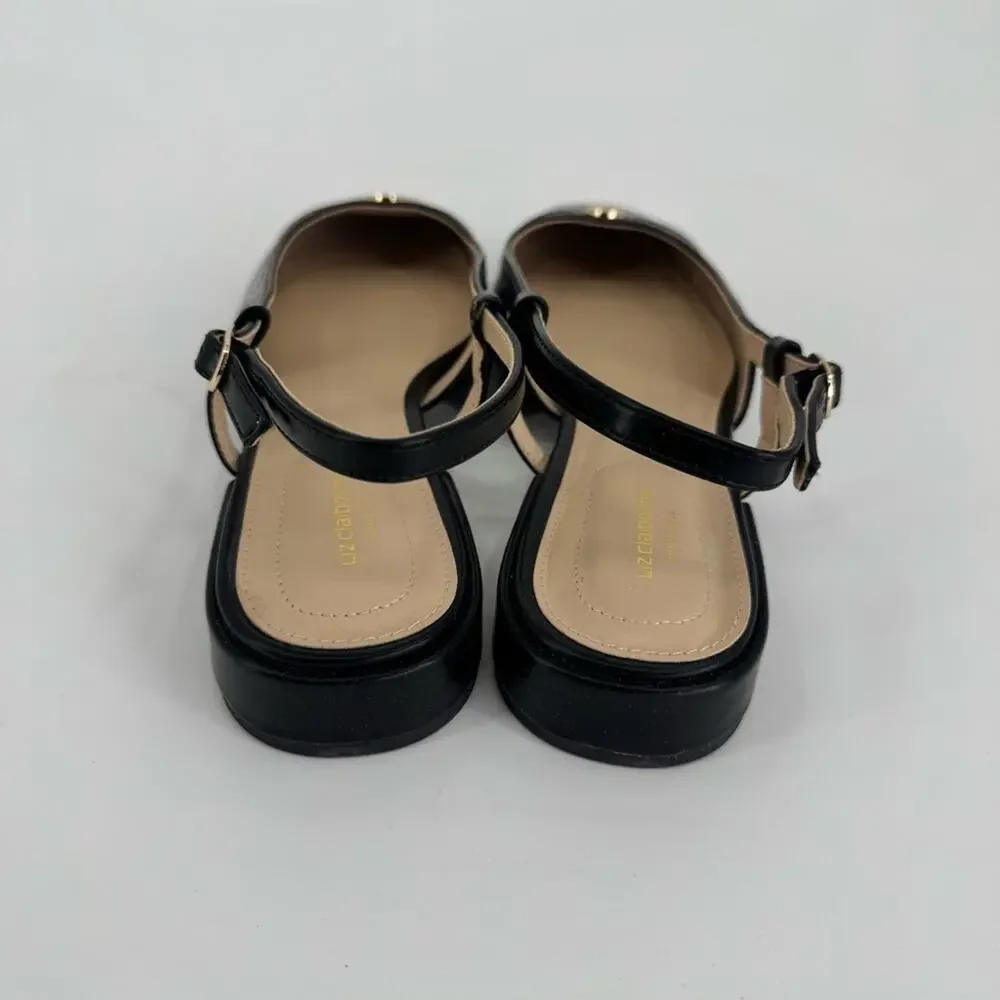 Liz Claiborne Women's Black Pamprick Square Closed Toe Ballet Flats Size 11